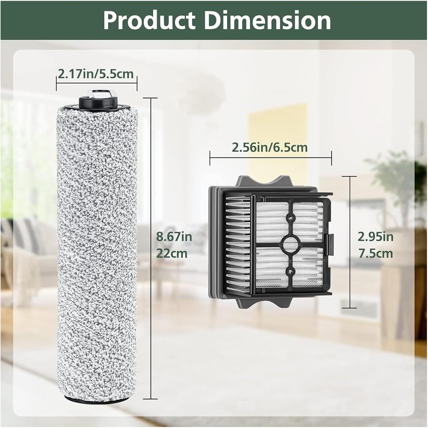 Compatible for Floor ONE S5 Combo Cordless Wet Dry Vacuum Cleaner Accessories Brush Roller and Filter Replacement Spare Parts(Orange)