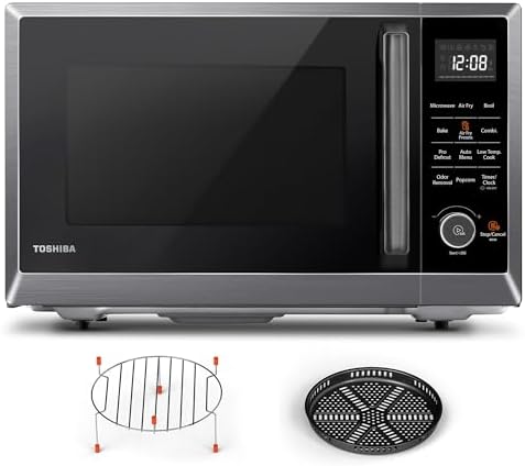 TOSHIBA Air Fryer Combo 8-in-1 Countertop Microwave Oven, with Convection, Broil, Odor Removal Mode, 12.4
