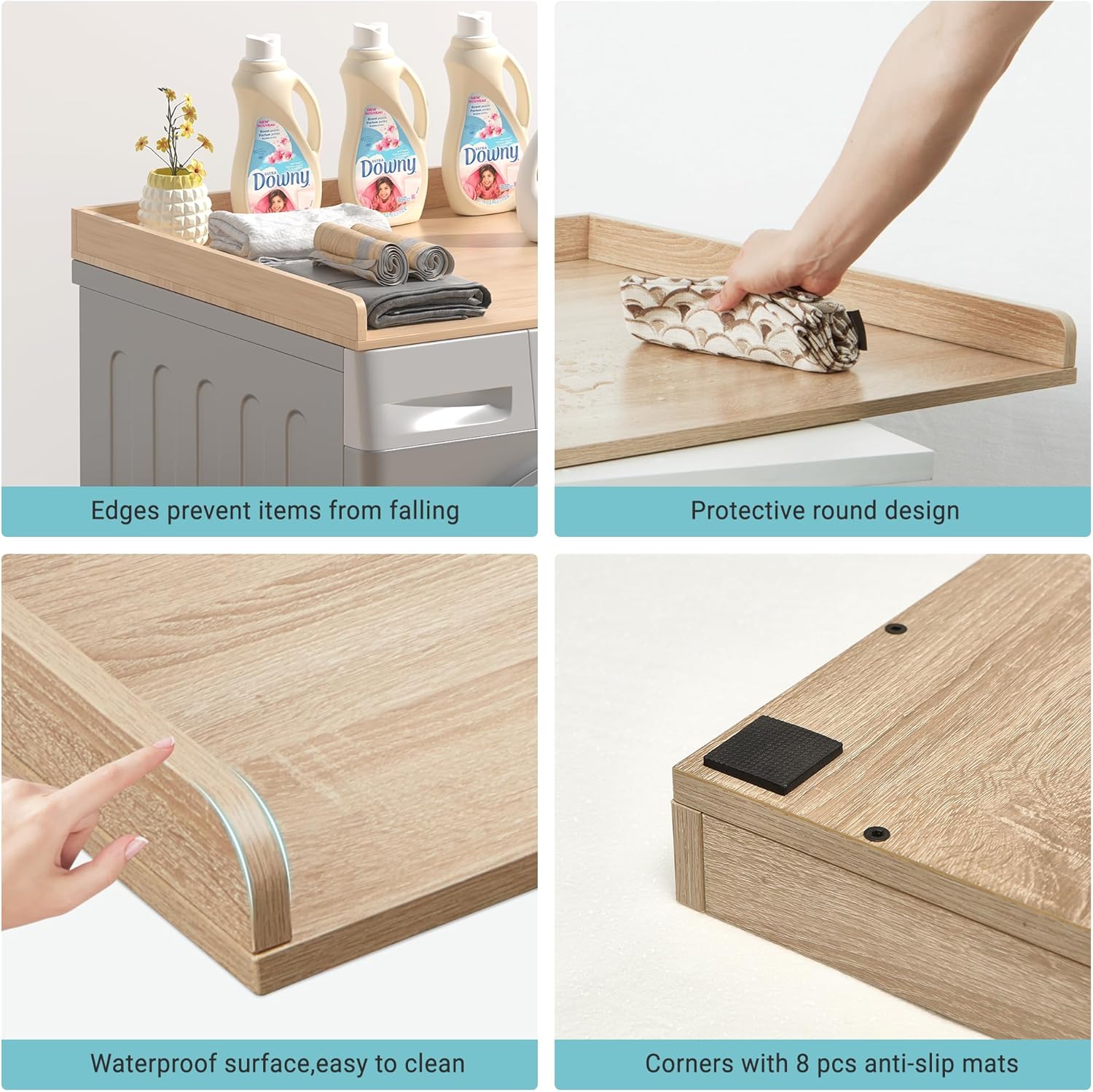 WOLKI Washer Dryer Countertop,Wooden Laundry Countertop Over Washer And Dryer Set Of 2 With Storage Shelf Laundry Room Organization（27.5