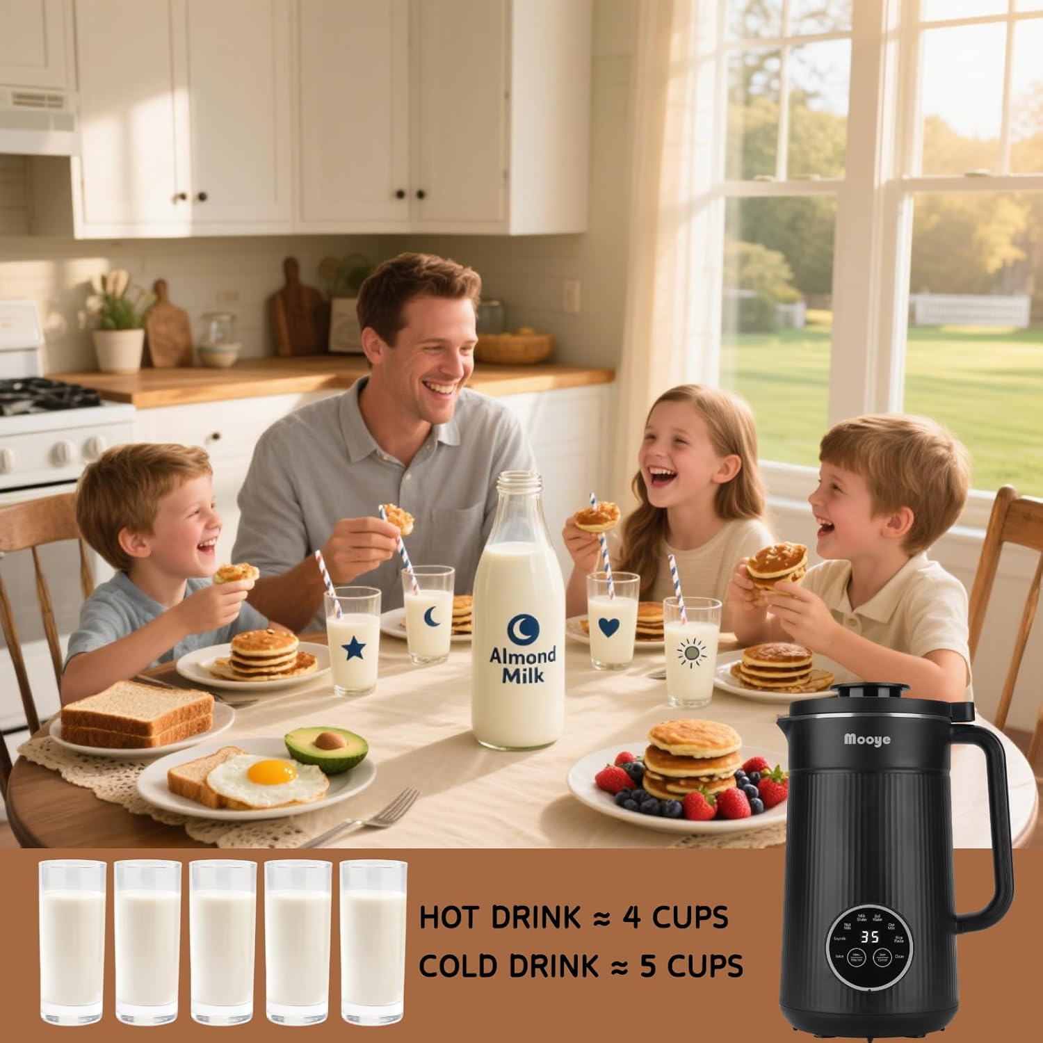 8 in 1 Nut Milk Maker Machine with 10 Blades, 35oz Automatic Soybean Milk for Homemade Almond, Oat, Soy, Plant-Based Milks Blender with Self-Cleaning, 2H Keep Warm, 12H Delay Start, Boil Water