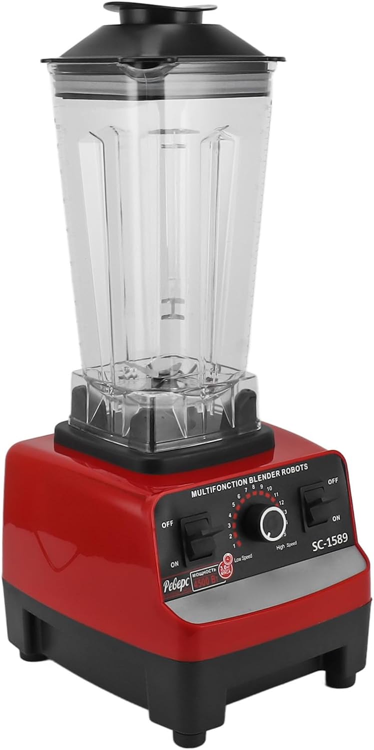 Countertop Blender, 2L Food Processor with 6 Stainless Steel Blades Powerful Professional Blender for Ice Crushing Frozen Fruits Soups Dry Grinding (US Plug 110V)