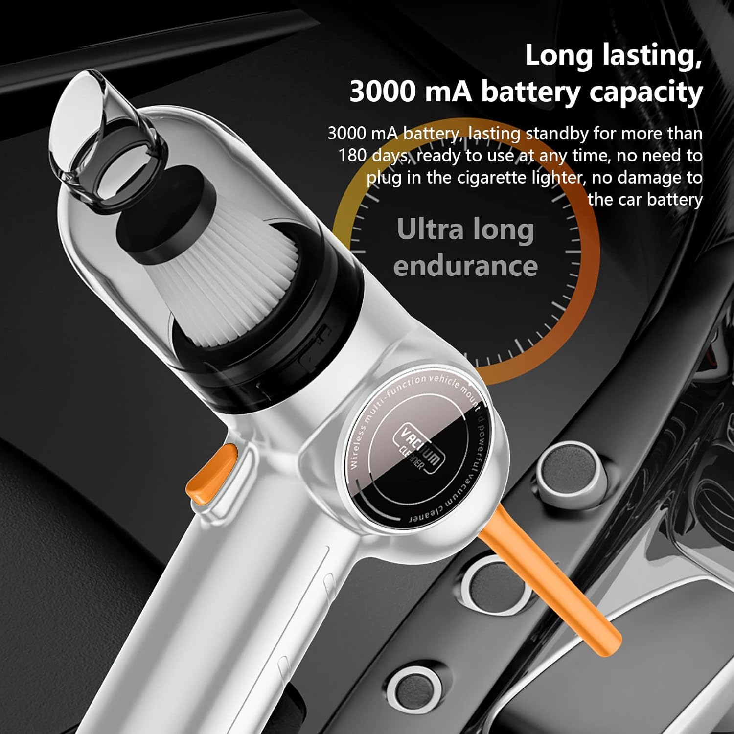 Cordless Car Vacuum with Powerful Suction, Blowing and Vacuuming 2 in 1 Vacuum Cleaner, Keyboard Cleaner, USB Rechargeable, Lightness & Cordless, Long Lasting Battery