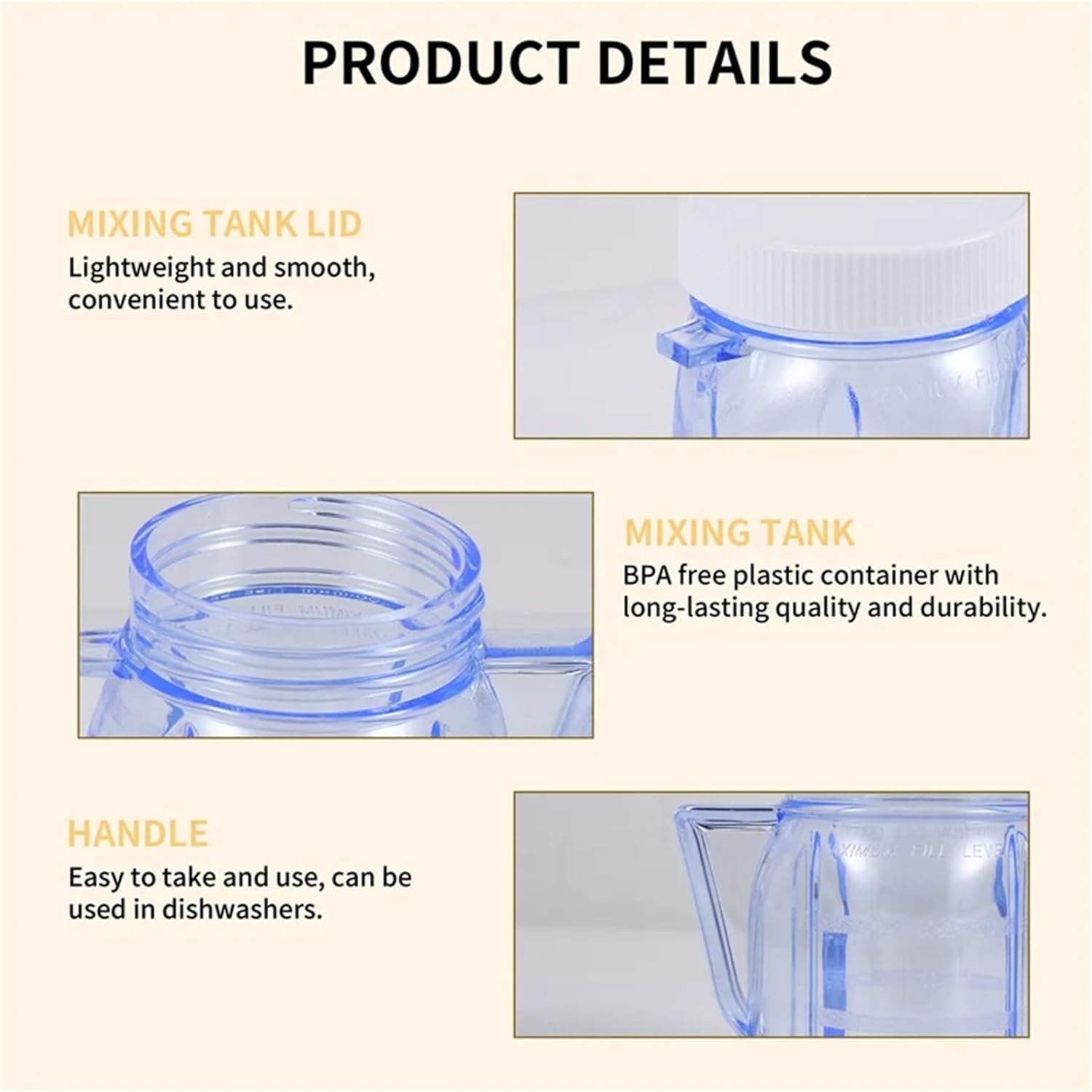 Compatible for Oster,Blender Parts 4937, Compatible for Mini Osterizer,Blender Jar Accessory Cup Mini Plastic Jars With Lids Essential For Kitchen