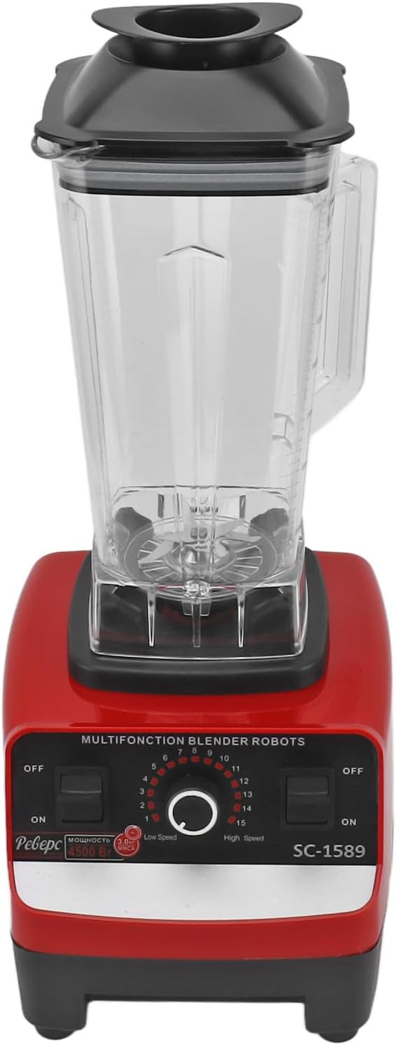 Countertop Blender, 2L Food Processor with 6 Stainless Steel Blades Powerful Professional Blender for Ice Crushing Frozen Fruits Soups Dry Grinding (US Plug 110V)