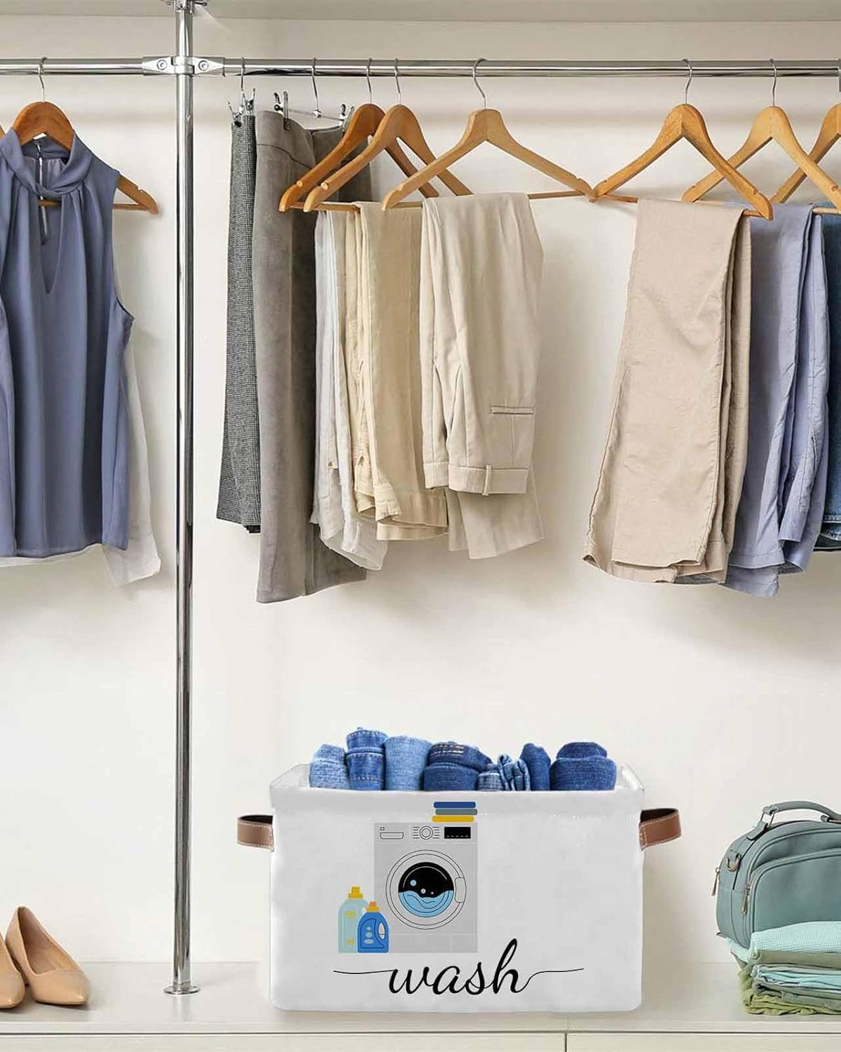 2 Pack Large Storage Baskets Bins Laundry Room Collapsible Storage Box Laundry Organizer for Closet Shelf Nursery Kids Bedroom Washing Machine Wash Daily Activities