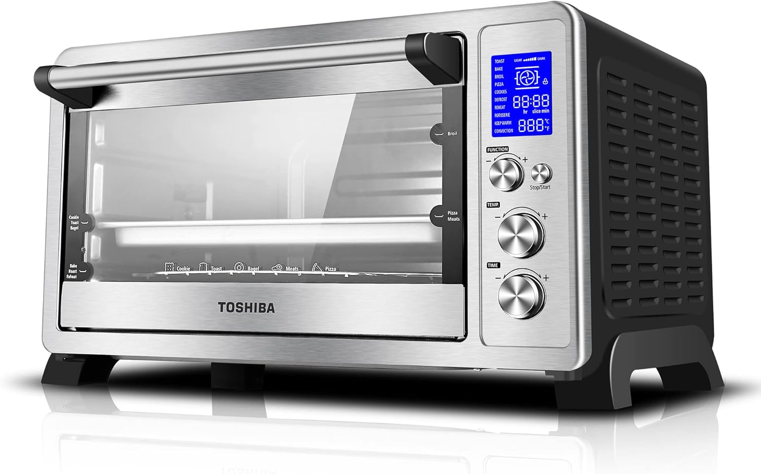 Toshiba AC25CEW-SS Digital Toaster Oven + Toshiba EM131A5C-SS Microwave Oven with Smart Sensor