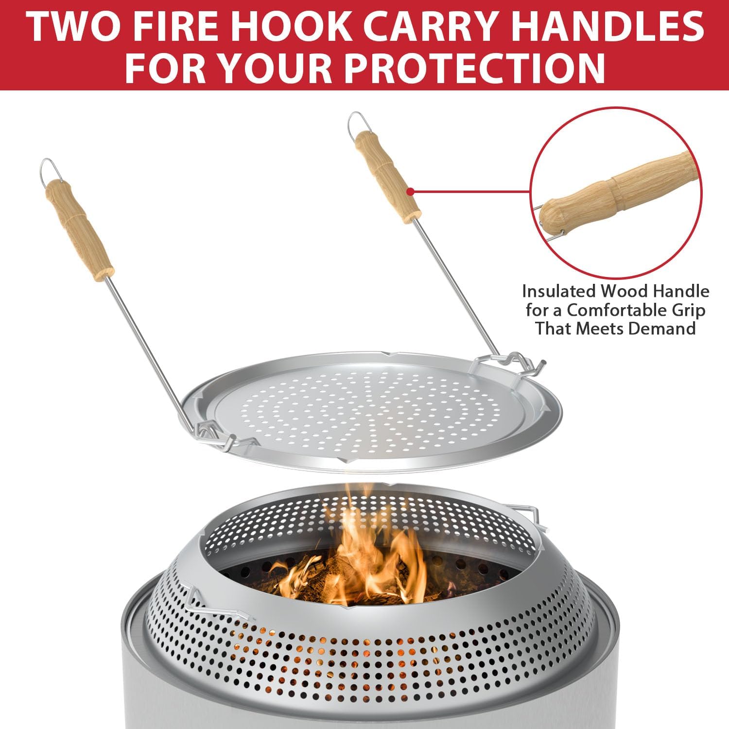 Spark Shield for Solo Stove Yukon - Stainless Steel Fire Pit Spark Protector Screen for Outdoor Backyard Party Fire Pits, Shield for Solo Stove Yukon with Two Guild Sticks