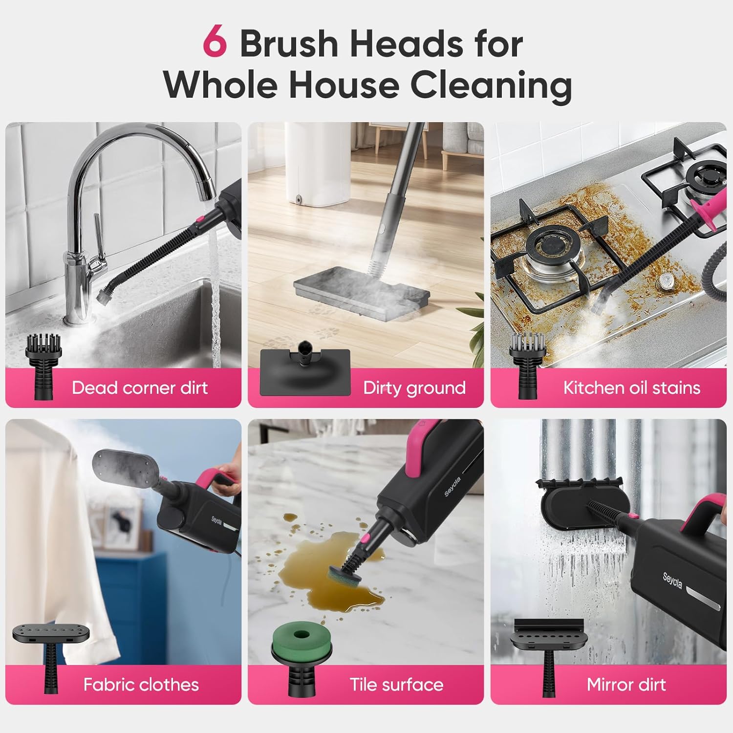 Steam Mop for Floor Cleaning, Steam Cleaner for Home with Handheld 6-in-1 Multi-function Attachments for Hardwood Floors, Clothes,Windows,Tiles Grout,Furniture