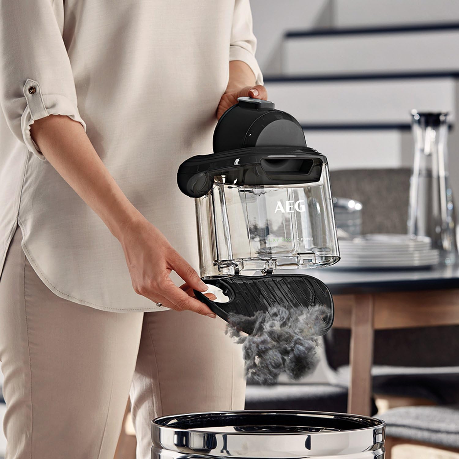 AEG LX7-2-ÖKOX Vacuum Cleaner Bag Free (55% Recycling Material, Including Additional Attachments, 750 Watt, 9 m Operating Radius, 1.4 L Dust Container, Ergonomic Handle, Washable Hygiene Filter,