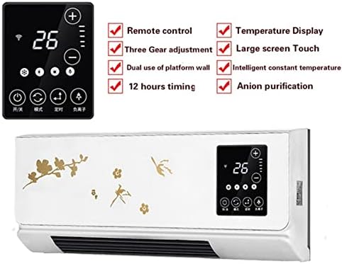 Space Heater 2000W Wall Mounted Air Cooler Conditioner Heater Fan Heating Cooling Room Bathroom Waterproof Remote Timing Air Conditioning Fan Electric Heaters, Grey (Grey 2000W)