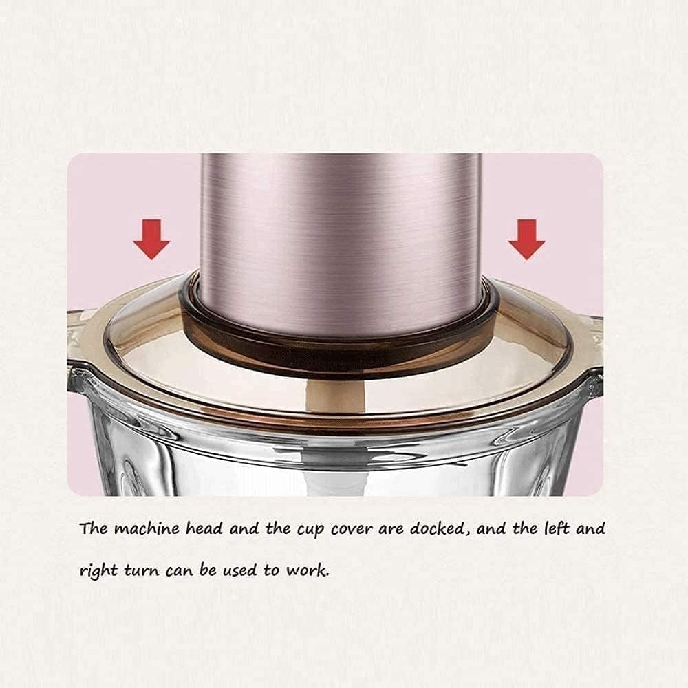 Electric Meat Grinder Machine 350W 2L Stainless Steel Household Electric Food Chopper Mincer Blender Grinder Home Kitchen Food Processor for Meat Fruit Vegetable Glass Bowl