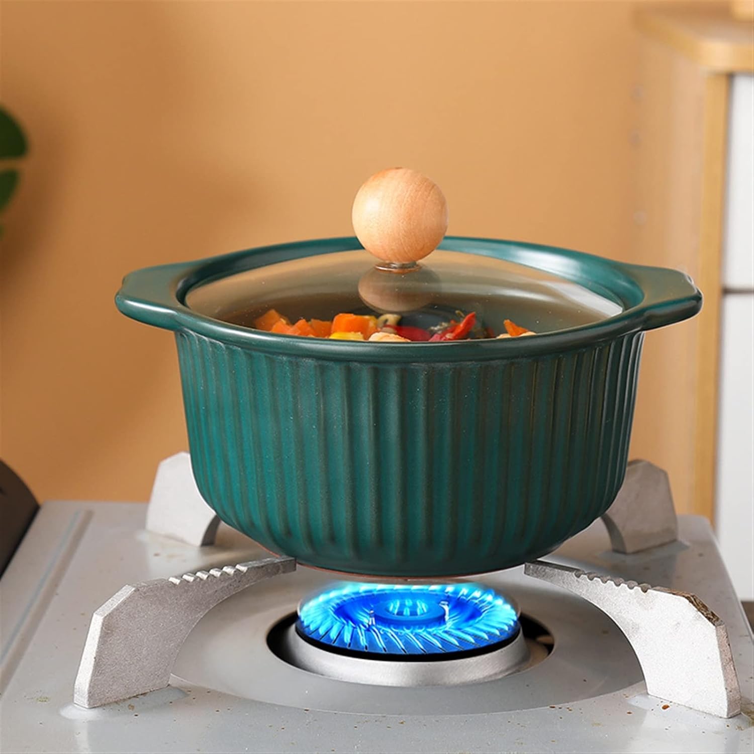 Soup Pot Small Ceramic Casserole Vertical Pattern Soup Pot Cooking Appliances Kitchen Appliances Frying Pan Kitchen Appliances