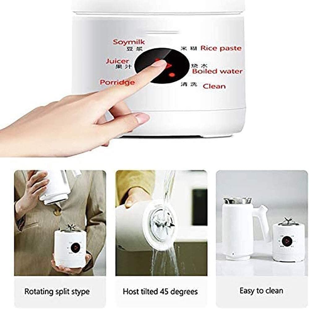 Multifunctional 300ML Electric Soymilk Maker & Mini Juicer Blender with Heating, 6-Blade Stainless Steel, Portable