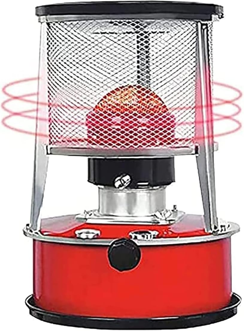 4.6L Kerosene Stove Heater Lightweight Metal Camping Stove Burner Red Mobile Heater Garage Outdoor Rice Cooking