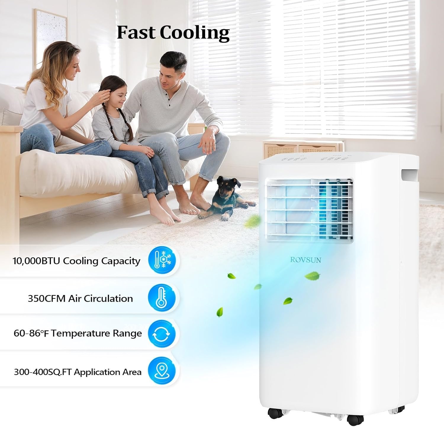 ROVSUN 10000 BTU Portable Air Conditioner with Remote Control, 3-in-1 Room AC Unit, Fan & Dehumidifier with Digital Display, 24H Timer & Installation Kits for Home Office Dorm