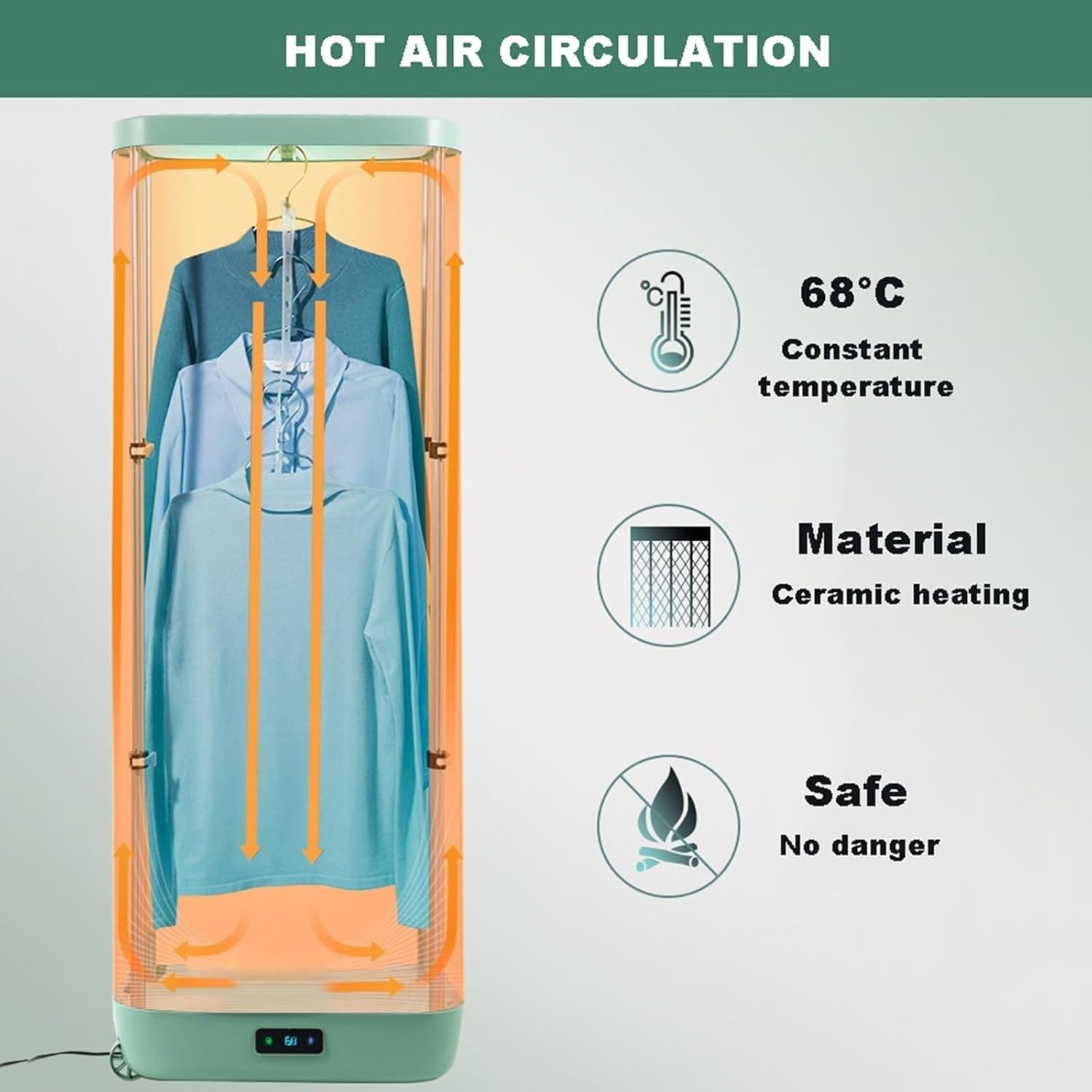 Travel Dryer 850W Clothes Dryers, Hanging Clothes Steamer, Load 10kg, Clothes Care Machine, Timer, Foldable Tumble Dryer