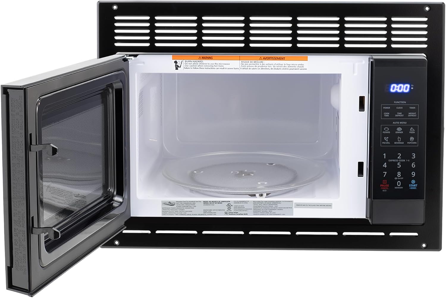 RecPro High Pointe Black Microwave | 0.9 Cu. Ft. | 6 Cook Modes | Child Lock | Touch Pad Controls | Mute Mode