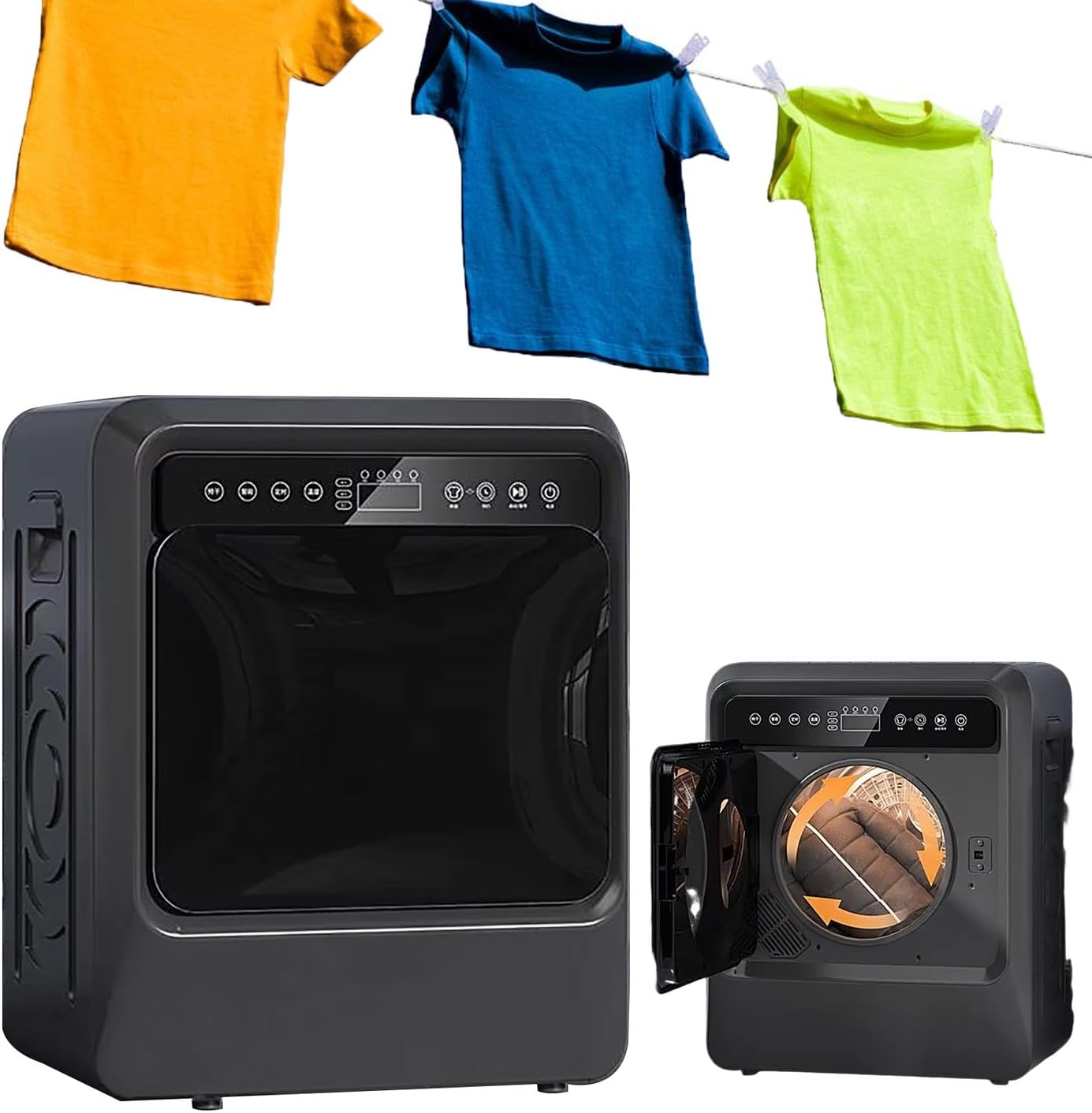 Small Tumble Dryer With LCD Smart Touch Panel, 4Kg Drying Capacity, 3 Temperatures, Stainless Steel Inner Tube, 36.3 Lbs Portable Dryers For Laundry 1000W