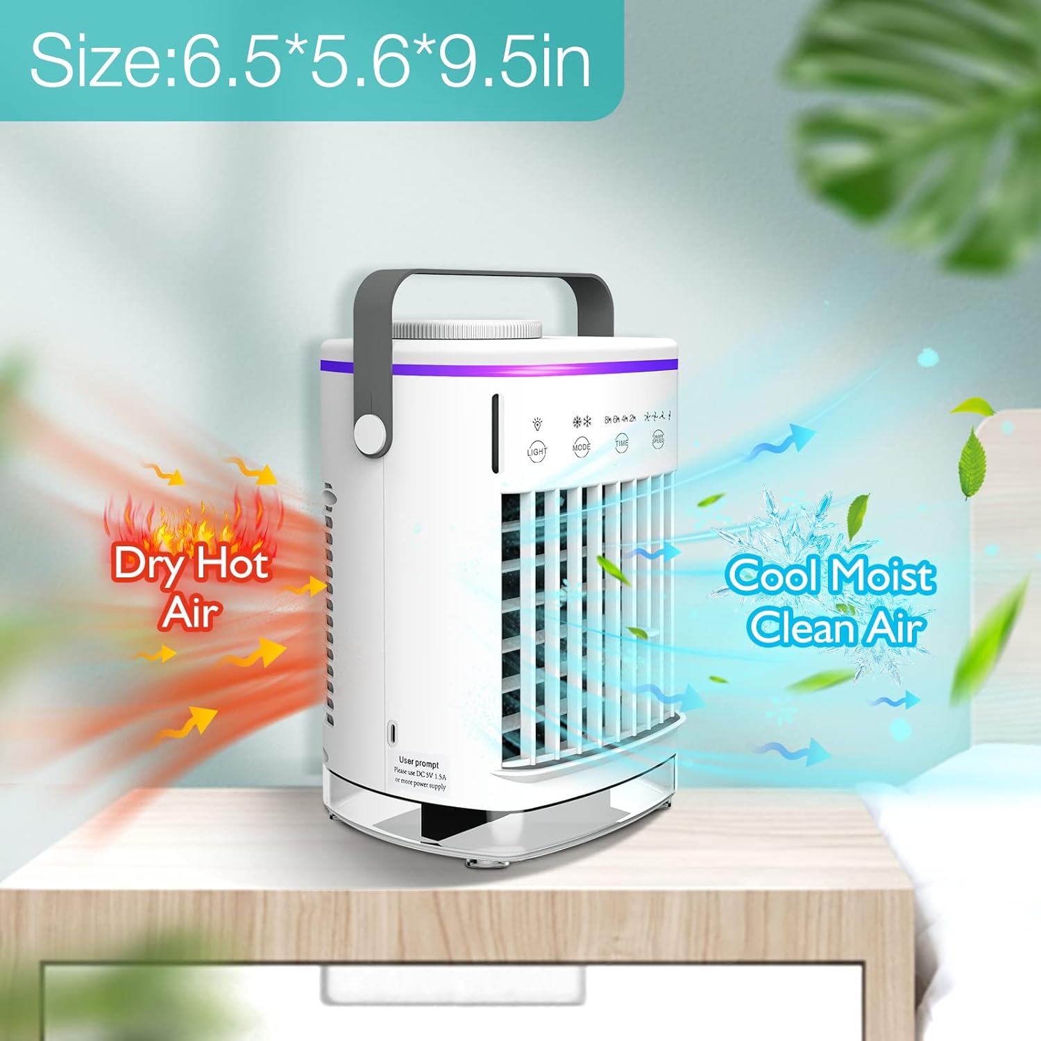 ele ELEOPTION Portable Air Conditioners with 4 Speeds 7 Colors, Mini Ac Unit for Bedroom Air Cooler for Room Car Ac for Outdoor Camping Small Desktop Cooling Fan USB Powered