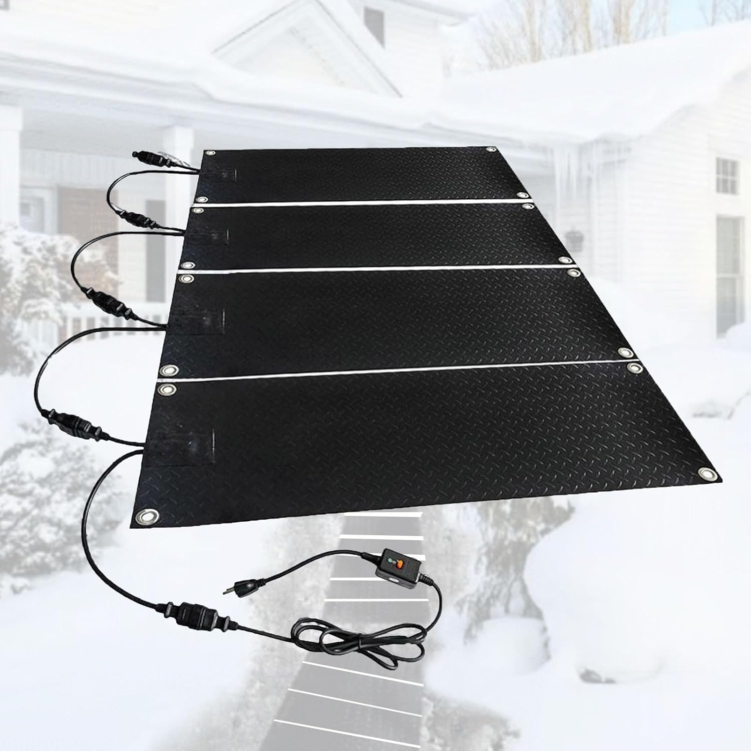 Snow and Ice Melting Mats,Heated Non Slip Stair,Non-Slip Rubber, 10