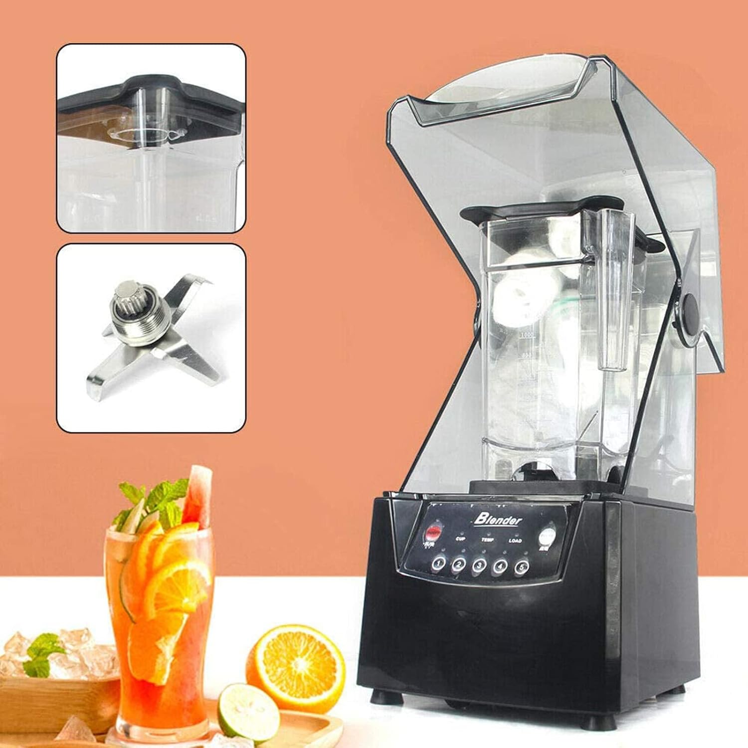 Smoothie Blender Smoothie Maker, Professional Countertop Blender with Soundproof Shield, 2L Soundproof Fruit Juicer Mixer, Make Shakes and Smoothies, Meat and Vegetable