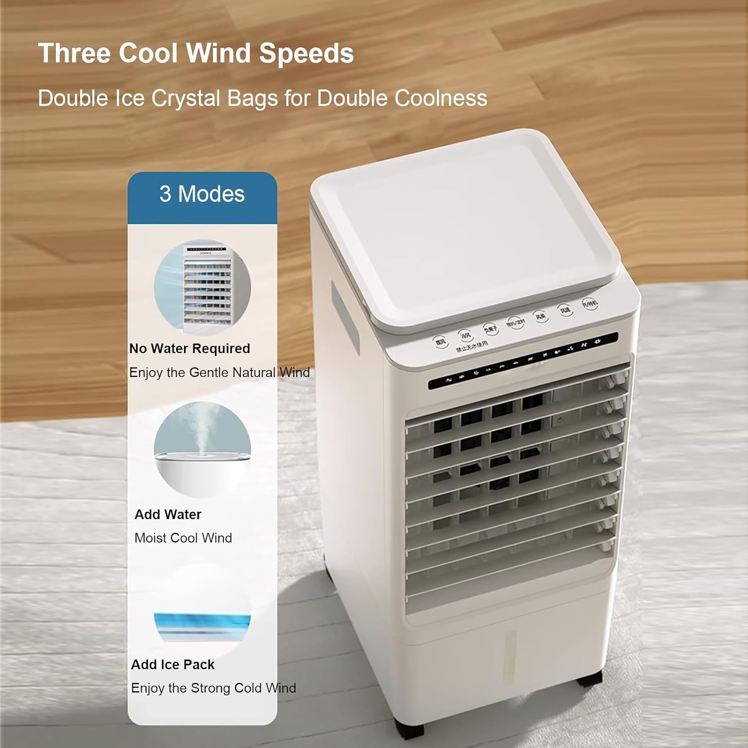 Swamp Cooler, 3-in-1 Evaporative Air Cooler for Room, 1.32Gal Water Tank, 3 Speeds and 3 Models, Windowless Air Conditioner w/7H Timer/Remote