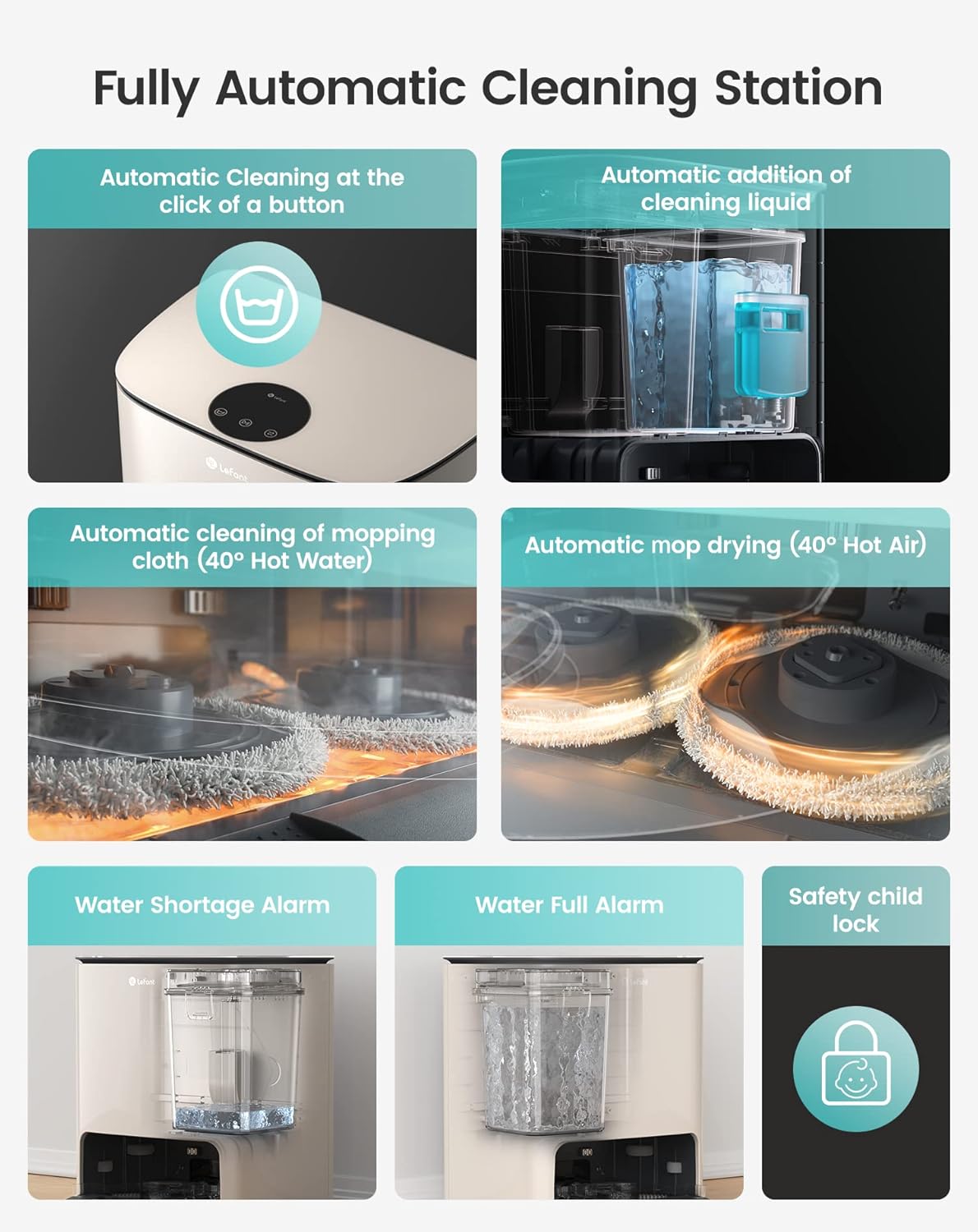 Lefant T1 Self-Cleaning Robot Mop, Smart Mapping Lidar dToF Sensors, No-Go Carpet, 5L Large Water Tank, 40°Hot Air Washing and Drying Mop, Compatible with Alexa, Ideal for Multiple Rooms