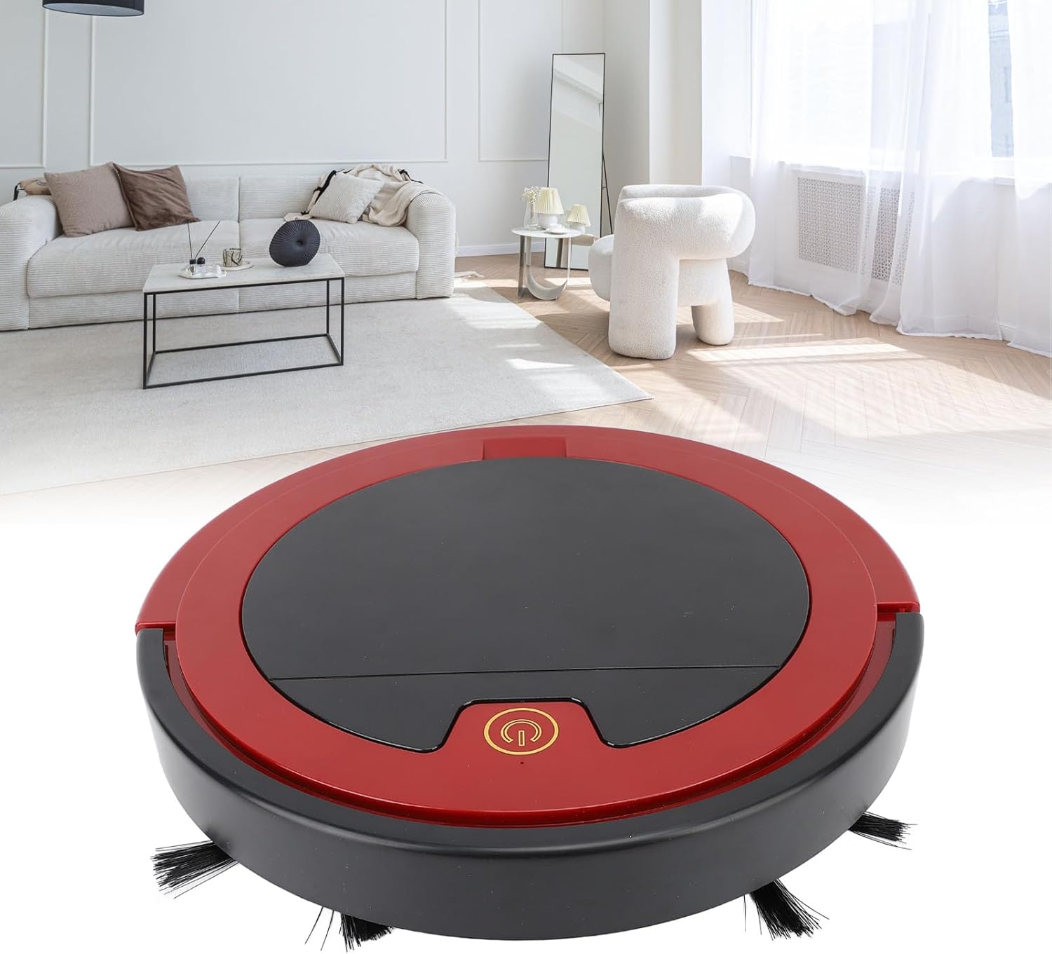 Smart Sensing, Rechargeable Sweeping Robot, Automatic Navigation, 2000mAh Lithium Battery, Noise Control, Ideal for Home and Family Health (Red)