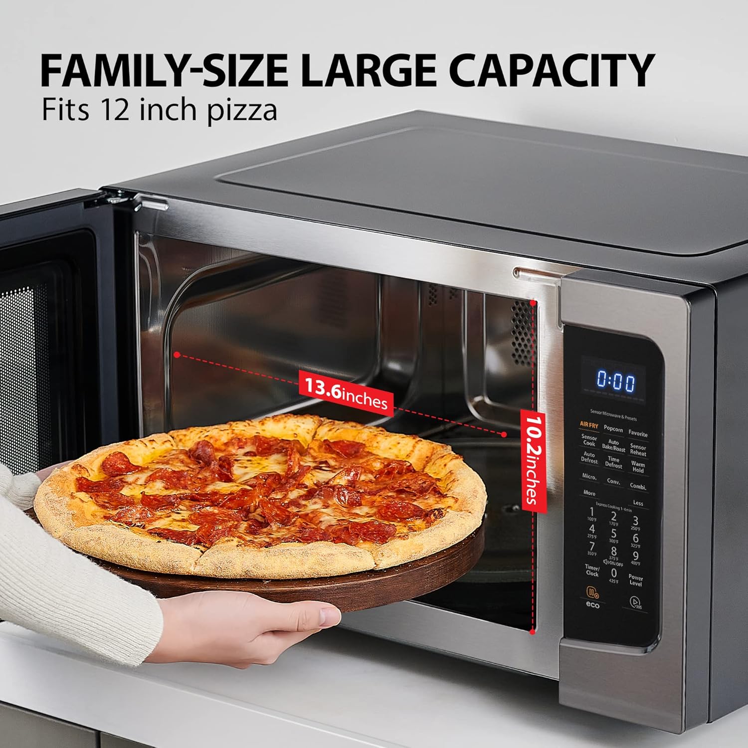 Toshiba Air Fryer Combo 4-in-1 Countertop Microwave Oven, Smart Sensor, Convection, Mute Function, Position Memory 13.6