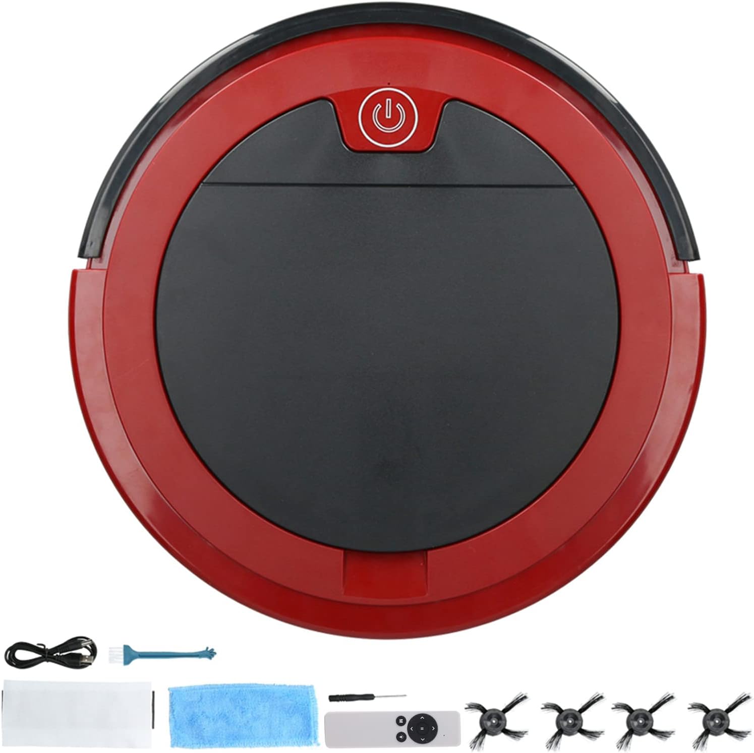 Intelligent Remote Control USB Rechargeable Floor Dust Sweeping Robot Vacuum Cleaner DC5V Red