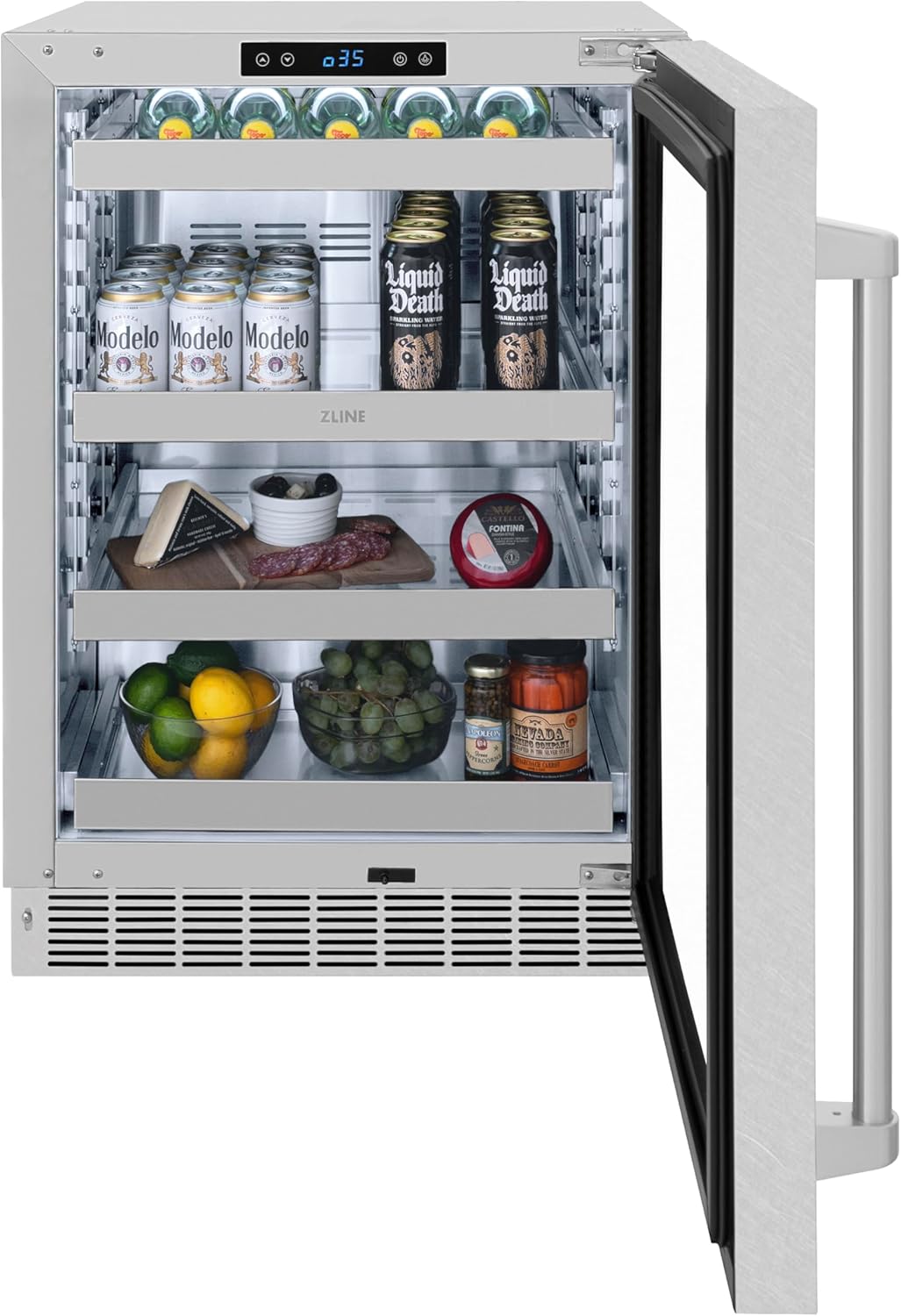 Z Line Kitchen and Bath ZLINE 24 in. Touchstone 151 Can Beverage Fridge With Satin Stainless Steel Glass Door (RBSO-SN-24)