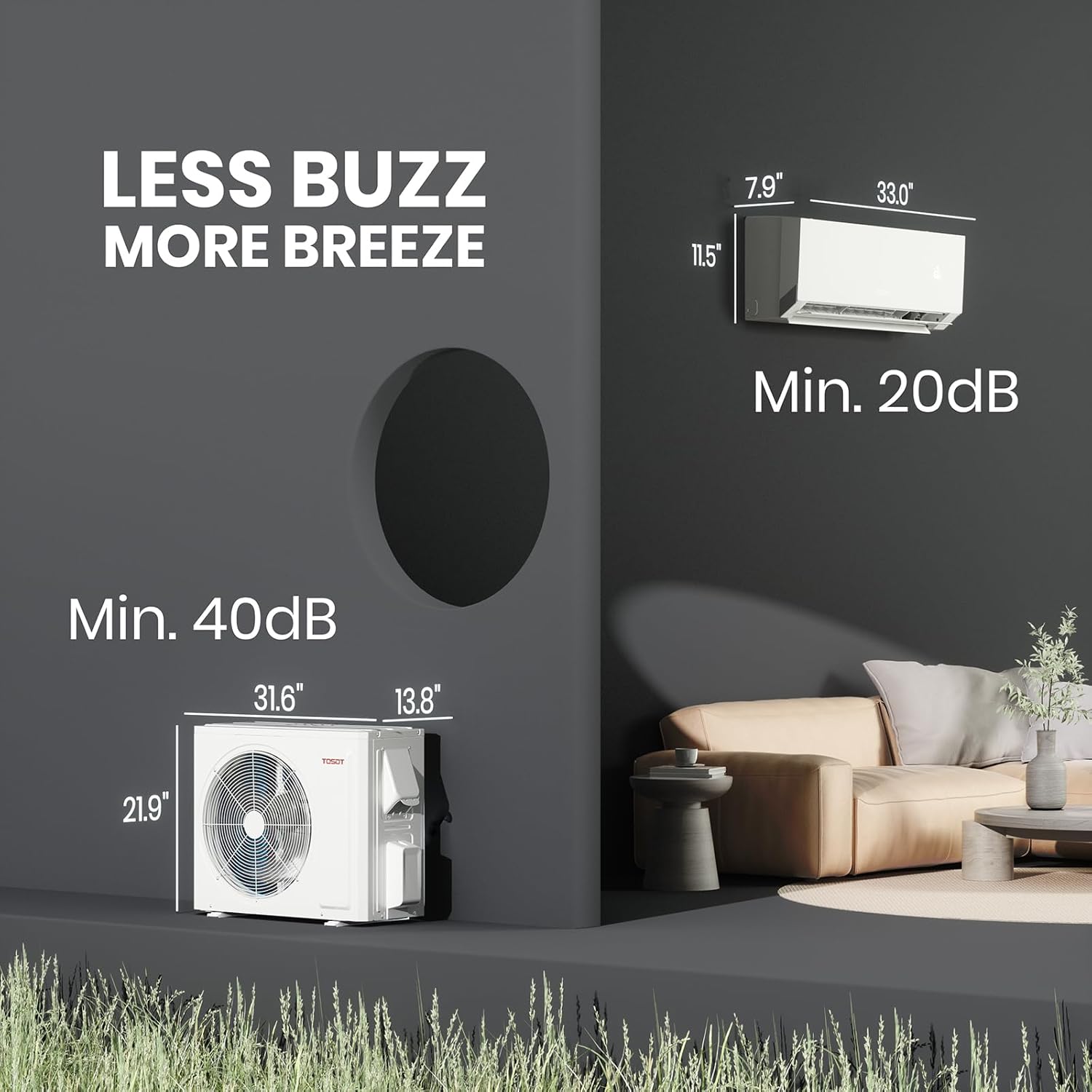 TOSOT 12,000 BTU 24.5 SEER2 Mini-Split Air Conditioner & Heater, Energy Star & Cold Climate Certified, Ductless Inverter AC Unit with WiFi, Supports ERV System, 110-120V, Aoraki Series, White