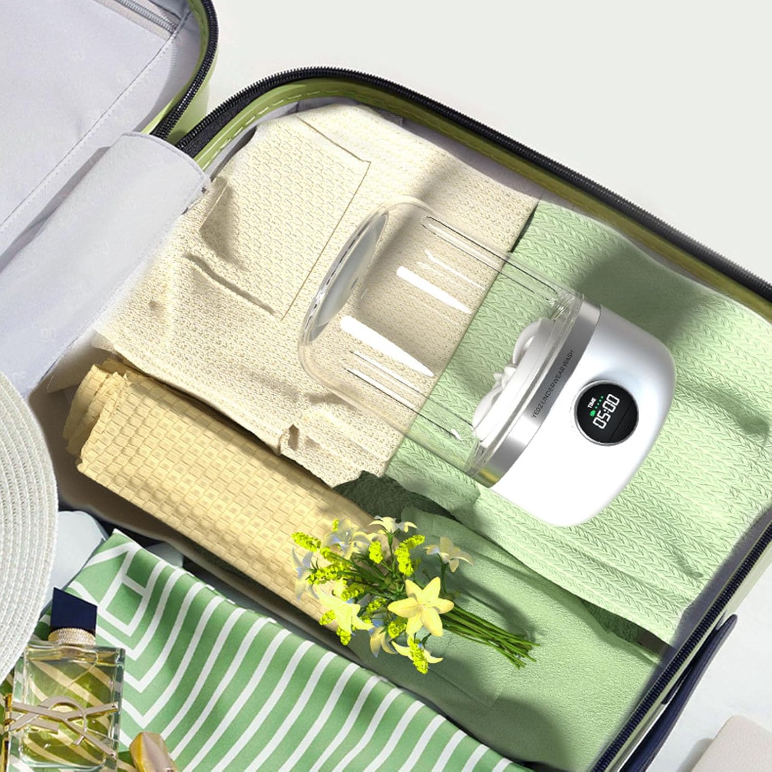 Quiet and Portable Washing Machine, Compact and Lightweight Design Convenient to Use Mini Laundry Washer for Underwear and Apartment Use(10W)