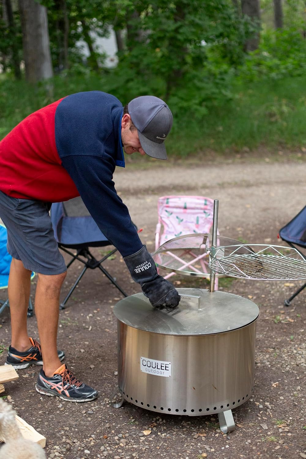Coulee Colorado Stainless Steel Lid for Smokeless Fire Pit - Stackable with Spark Screen & Grill, Durable, Heavy-Duty Cover for Protection and Safety, Perfect for Outdoor Use, Camping, and Backyard