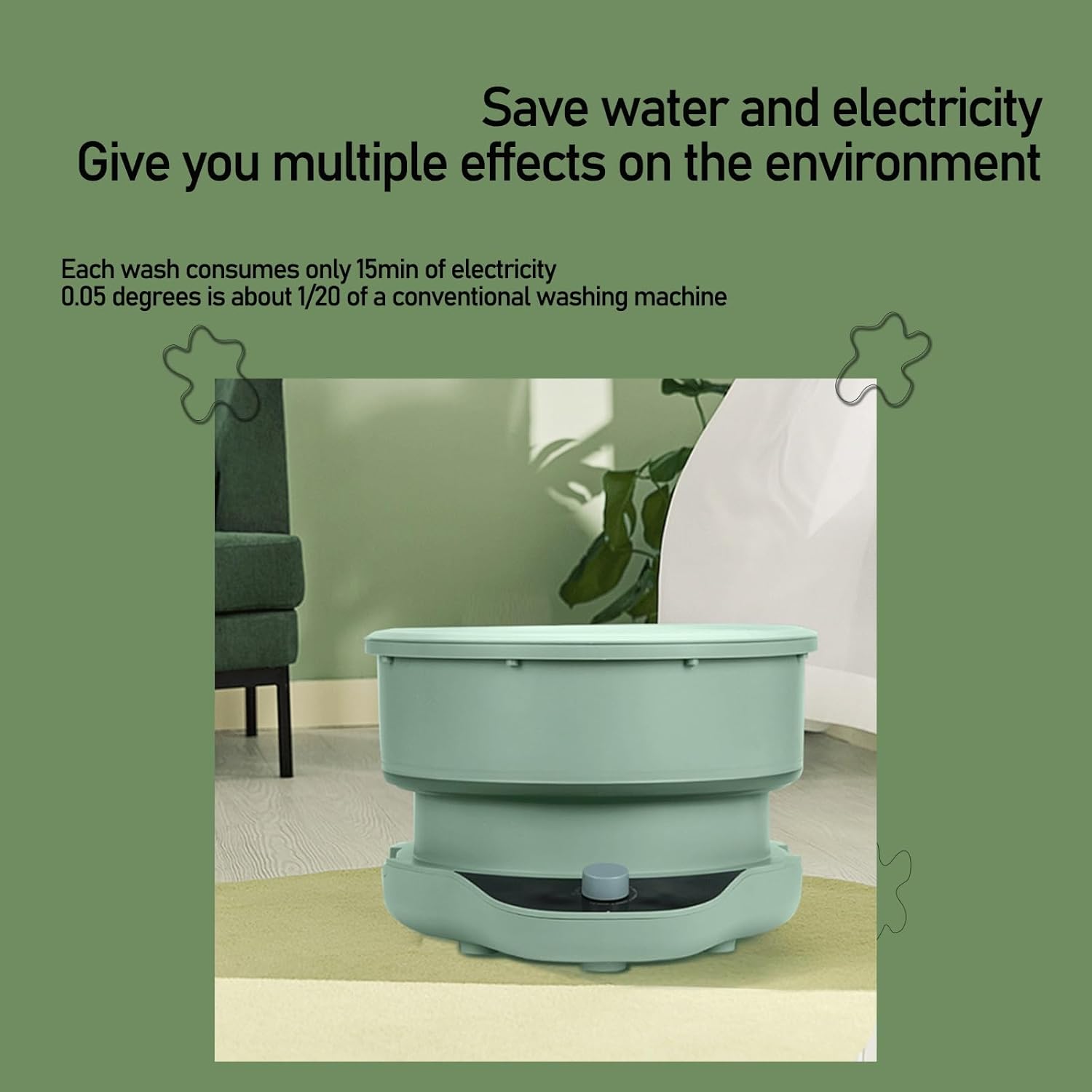 DELURA Portable Washing Machine-Foldable Mini Small Washer for Washing Underwear or Small Items, Suitable for Apartment, Laundry, Camping, RV, Travel (Color : A)