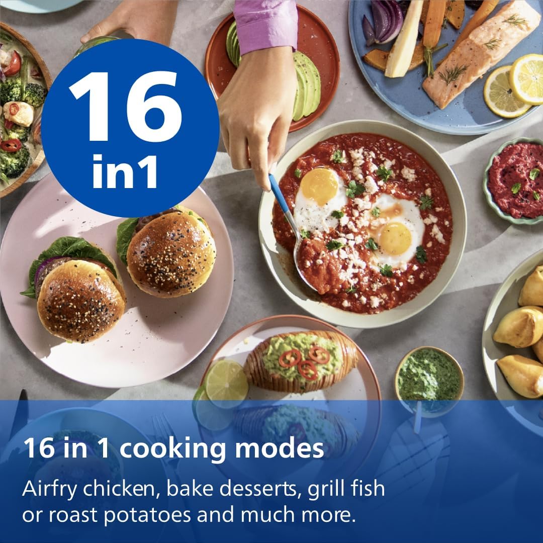 Philips Airfryer 3000 Series - Premium 6.5qt Airfryer with Window, RapidAir Plus Technology, 16 Ways to Cook, 90% Less Fat, Easy to Clean, Touchscreen, Energy Saving (NA330/00)