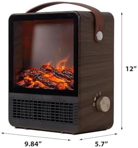 Hearth Brands Electric Fireplace Portable Space Heater with 3D Flame Effect | 1500W | Adjustable Thermostat Dial | Overheat Sensor with Auto Shut-Off | Ideal for Home, Office, Bedroom, Tabletop