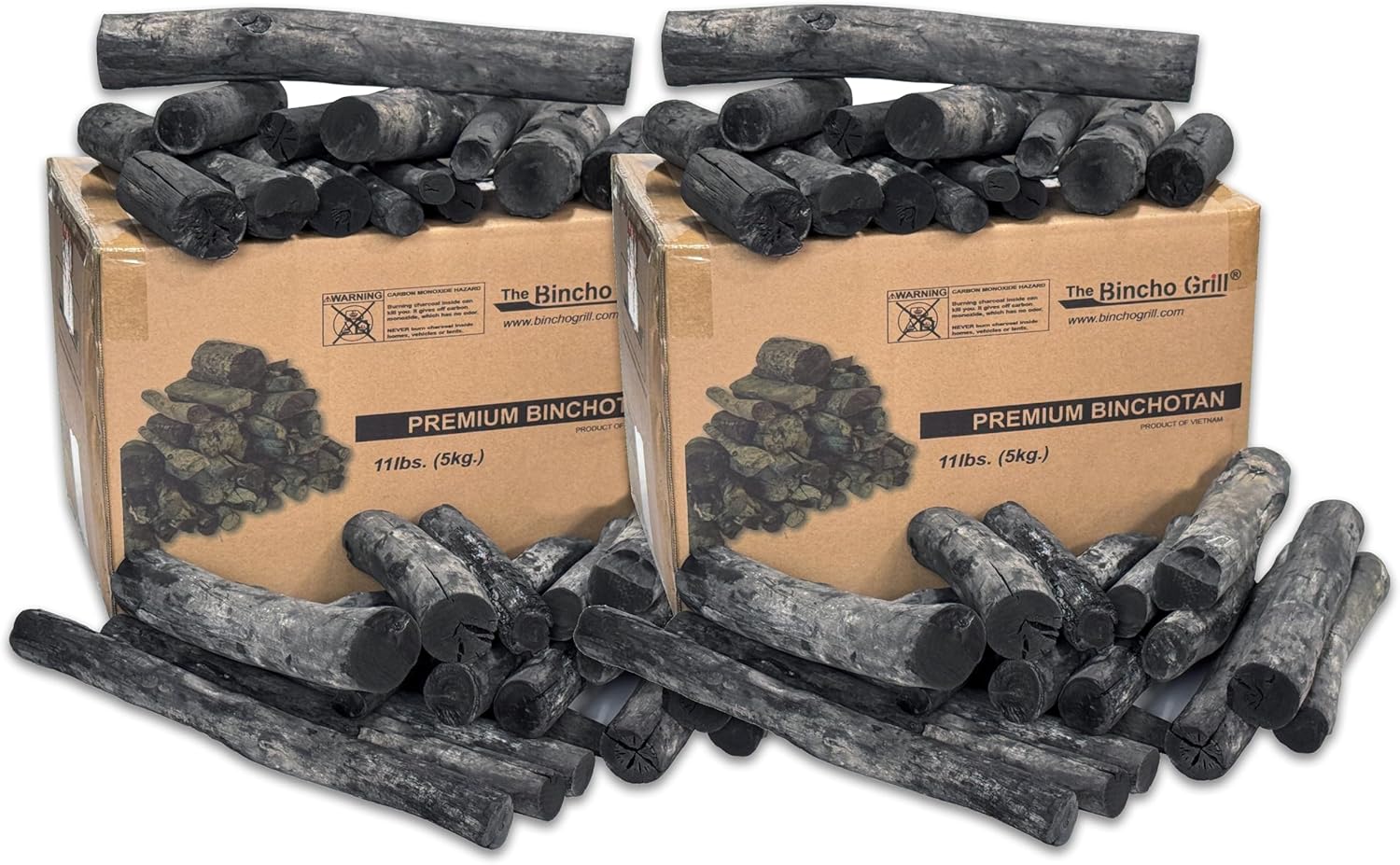 The Bincho Grill - Premium Long Stick Binchotan Charcoal 22lbs – for Japanese Style Grilling, 95% Carbon, Smokeless High-Heat, Long Burn for Yakitori, Reusable, Natural Hardwood.
