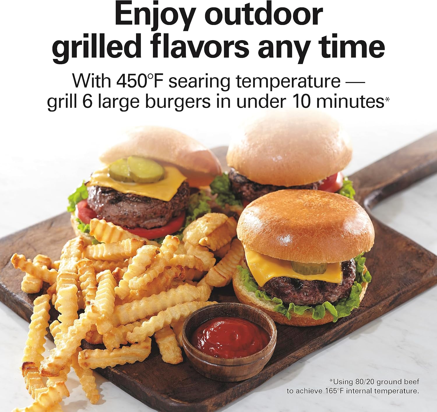 Hamilton Beach 6-in-1 Sure Crisp Air Fryer Toaster Oven Combo & Electric Indoor Grill, 450 F Searing Temp, Bake, Broil, Toast and Pizza Function, .88 cu. ft., 6 Slice Capacity, Stainless Steel (31395)