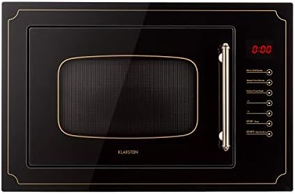 Klarstein Victoria 25 Built-in Microwave, Retro Design, 25L, 900W Microwave/1000W Grill Power, 2 Functions, Stainless Steel, Mounting Frame, Black