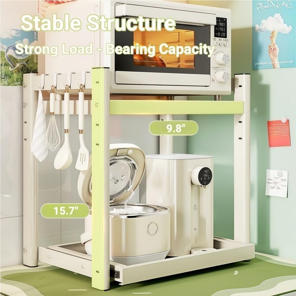Multi - Tier Microwave Countertop Shelf, Carbon Steel Kitchen Organizer Rack for Small Appliances, Kitchen Counter Microwave Stand for Small Appliances, Oven, Coffee Machine and More(L25.2)