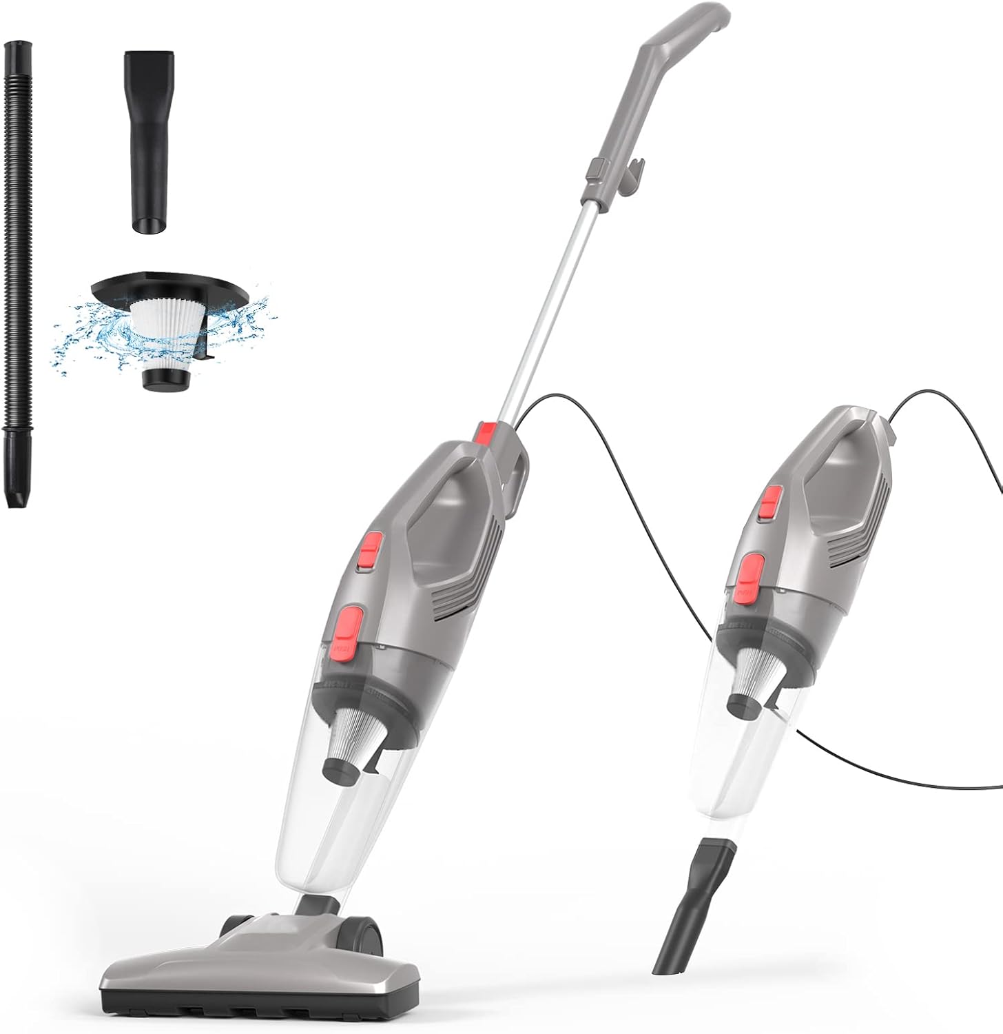 Stick Vacuum Cleaner, 3-in-1 Lightweight Corded Vacuum Cleaner with 450w Motor, Corded Handheld Vac for Hard Floor and Carpet