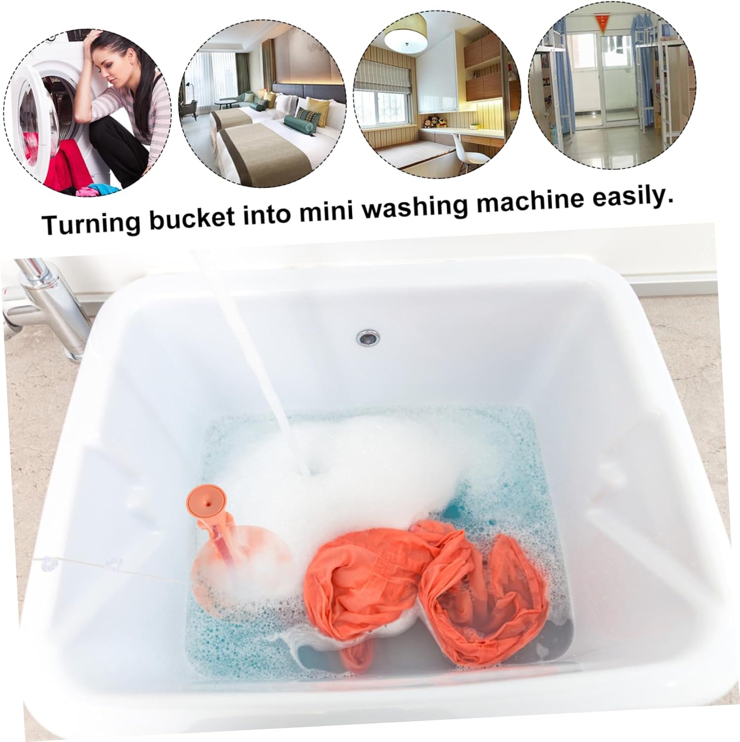 Veemoon 360degree Portable High-efficiency Laundry Cleaner Tool Washing Machine for Travel with Spin Function Compact Design for Clothes Socks and Towels Red Color