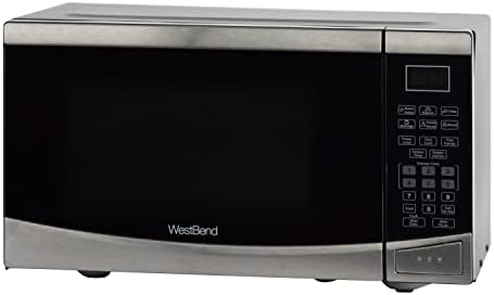West Bend Microwave Oven 900-Watts Compact with 10 Power Levels and 6 Pre Cooking Settings, Speed Defrost, Electronic Control Panel and Glass Turntable, 0.9-Cu.Ft., Stainless Steel