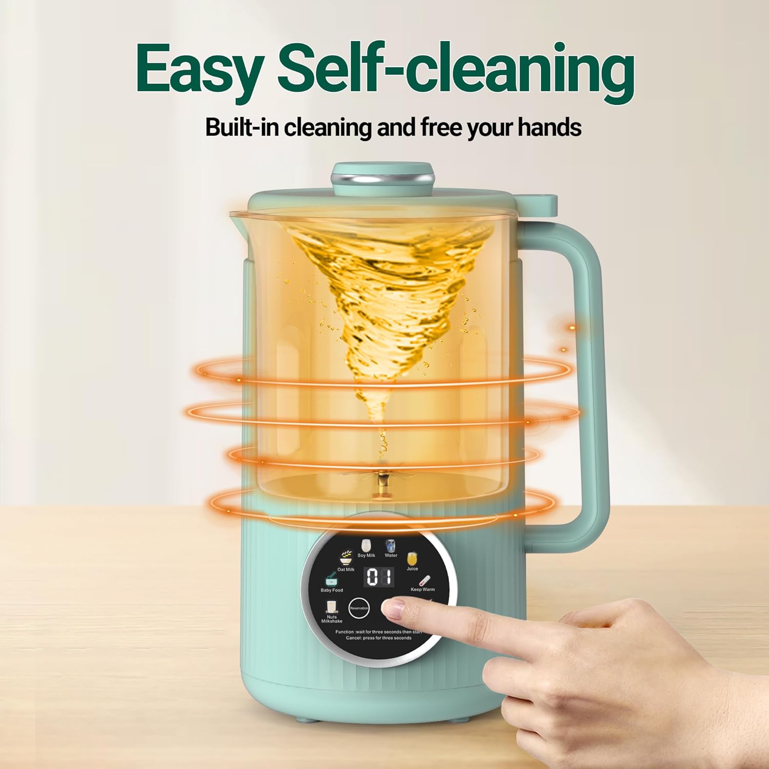 Nut Milk Maker Machine - 8 in 1 Soy Milk Maker Machine 35oz with Self-Cleaning, 18H Delay Start & 4H Keep Warm, Automatic Plant-Based Milk Blender for Almond, Oat, Coconut, Soybean - Green