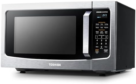 TOSHIBA ML-EM45PIT(SS) Countertop Microwave Oven with Inverter Technology, Kitchen Essentials, Smart Sensor, Auto Defrost, 1.6 Cu.ft, 13.6
