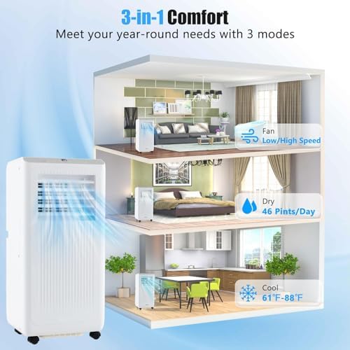 SIMOE Portable Air Conditioner, 8000 BTU Air Conditioner with Remote Control, Installation Kit, Digital Display, 24H Timer, Sleep Mode, AC Unit for Bedrooms Up to 250 Sq.Ft, White (8000 BTU)
