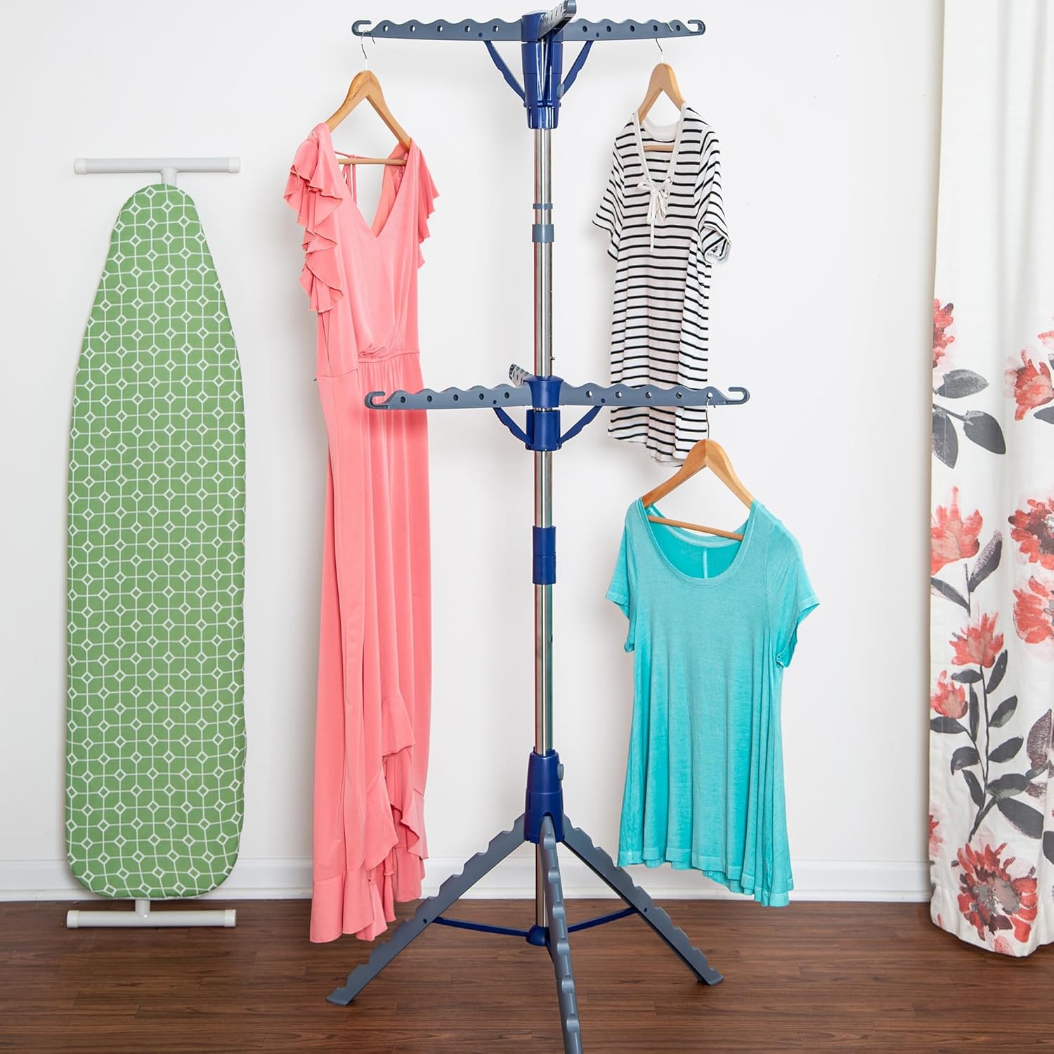 Honey-Can-Do 2-Tier Collapsible Tripod Drying Rack – Space-Saving Foldable Clothes & Laundry Rack, Portable Indoor/Outdoor Stand for Shirts, Towels & Garments