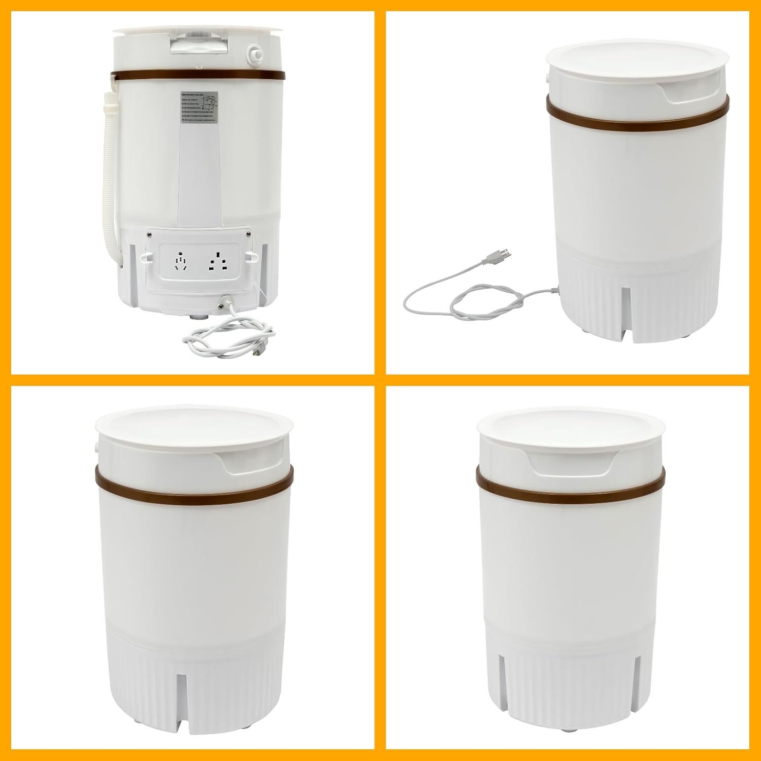 Mini Washing Machine, 260W Portable Compact Spin Dryer, 4.5L/1.19Gal Capacity Semi-Automatic Washer with Dehydration Basket-for Dorm, Travel, Clothes, Socks, Easy Use, 12.2 * 11.81 * 18.5in White