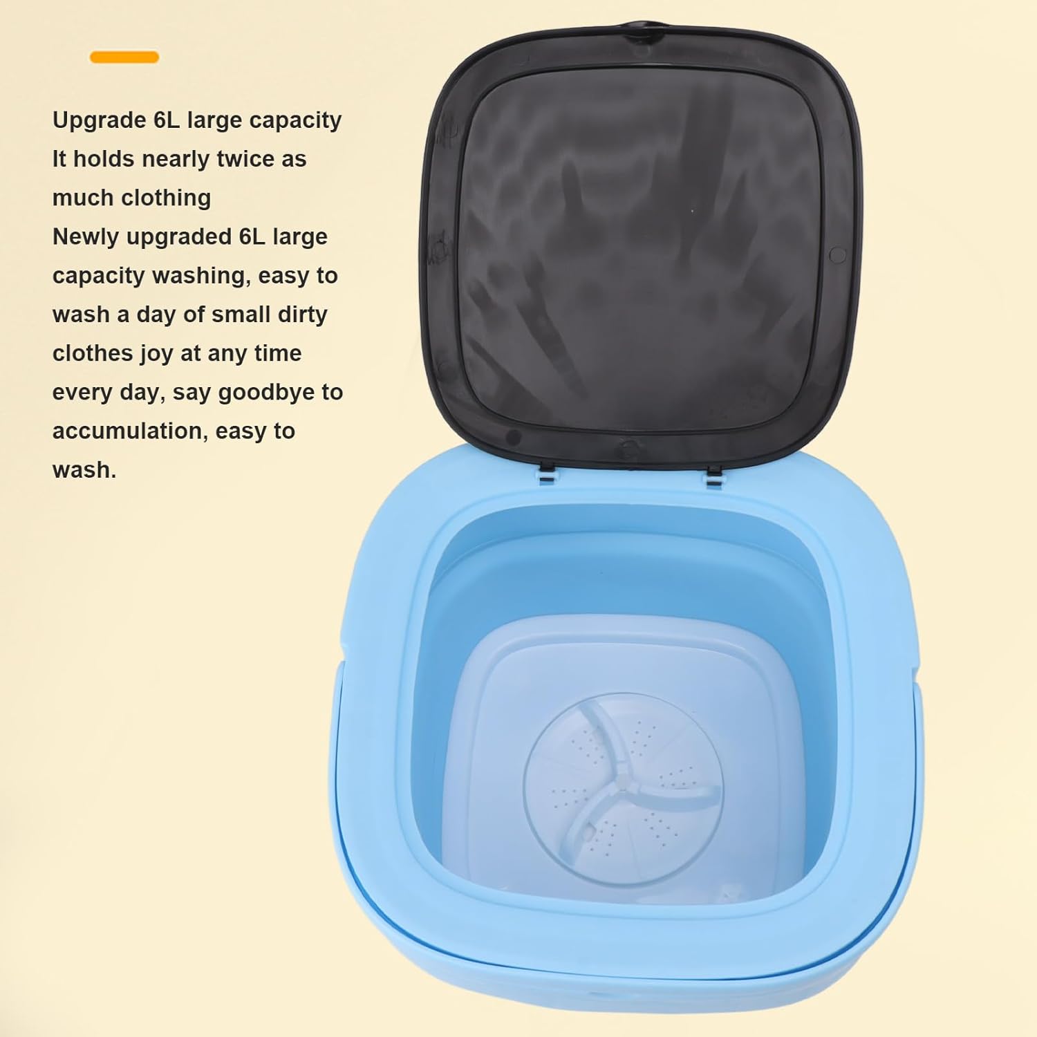 6L Foldable Washing Machine, Underwear Washing Machine with Drain Basket, Turbine Washer for Baby Clothes, Small Washer for Apartment, Travel, Dorm, RV, Gift Choice (Blue)